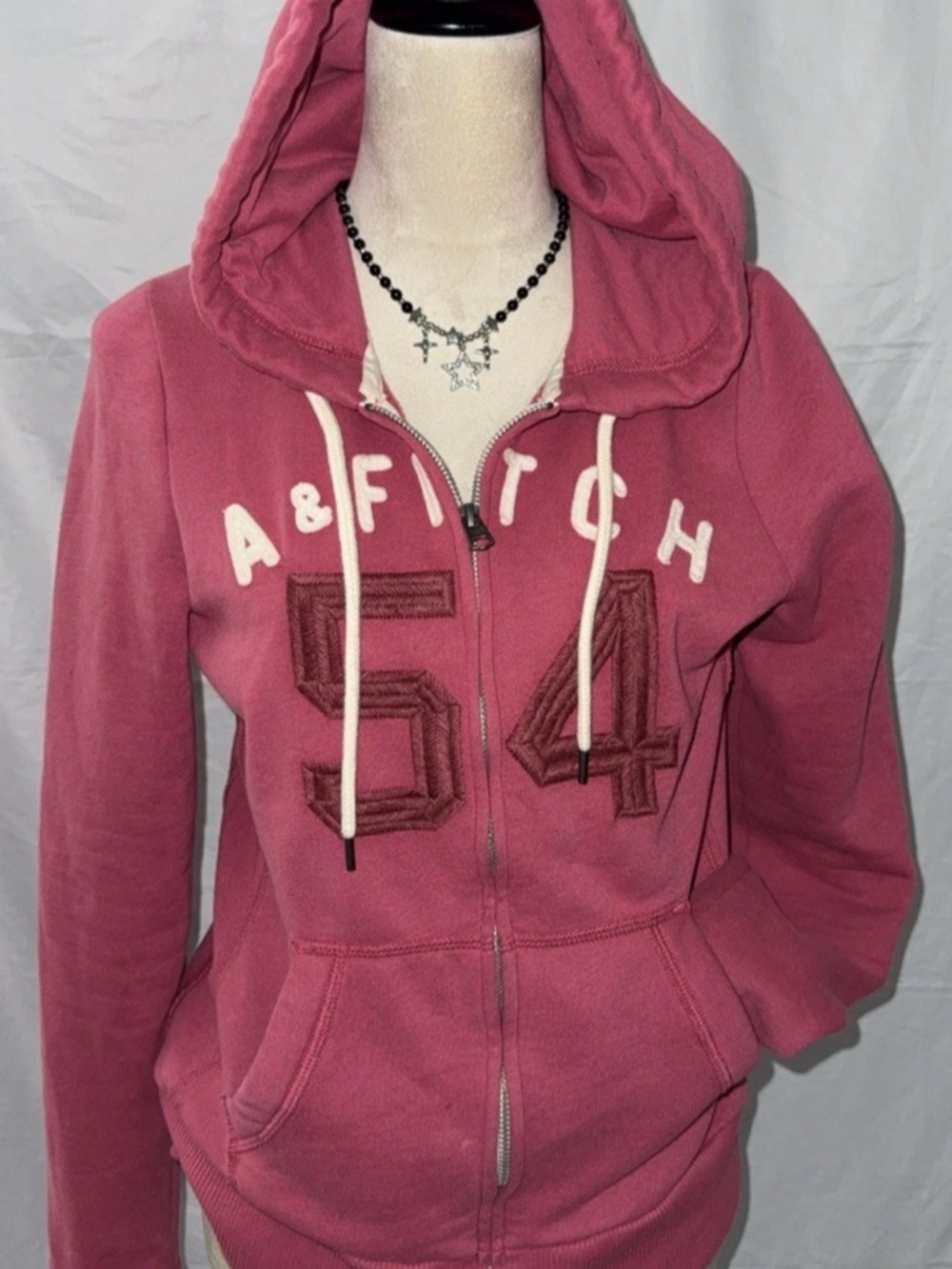 Abercrombie & Fitch Rose Pink Zip-Up Hooded Sweatshirt